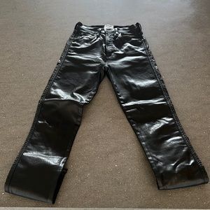 AGOLDE BLACK COATED LEATHER-LIKE SKINNY JEANS